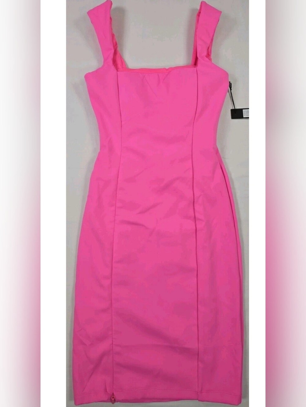 TA3 Squarey Pencil Dress 2X short Bright Pink Corset Bodycon Shapewear